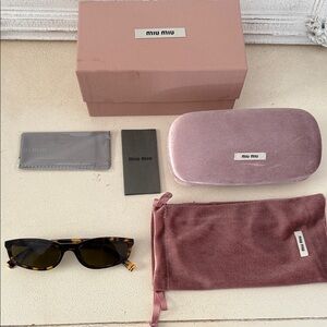 Miu Miu Regard Tortoise Sunglasses with Velvet Pink Case - aunthetic